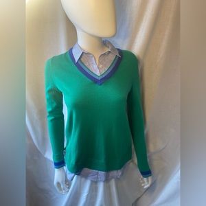 NWT Talbots V neck sweater with under shirt